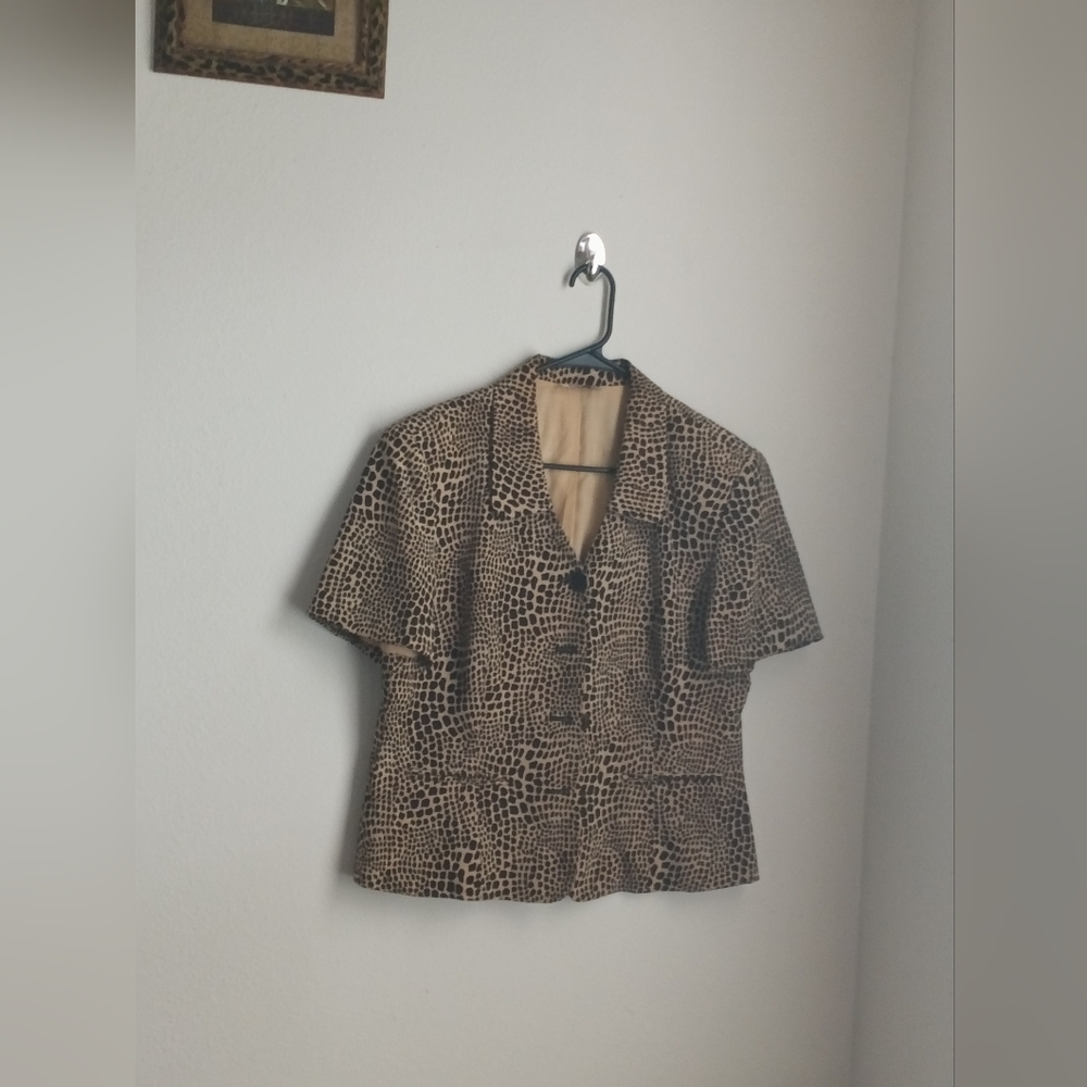 Allison Taylor Blazer Women XS / S Leopard Print Elegant Blouse Versatile VTG